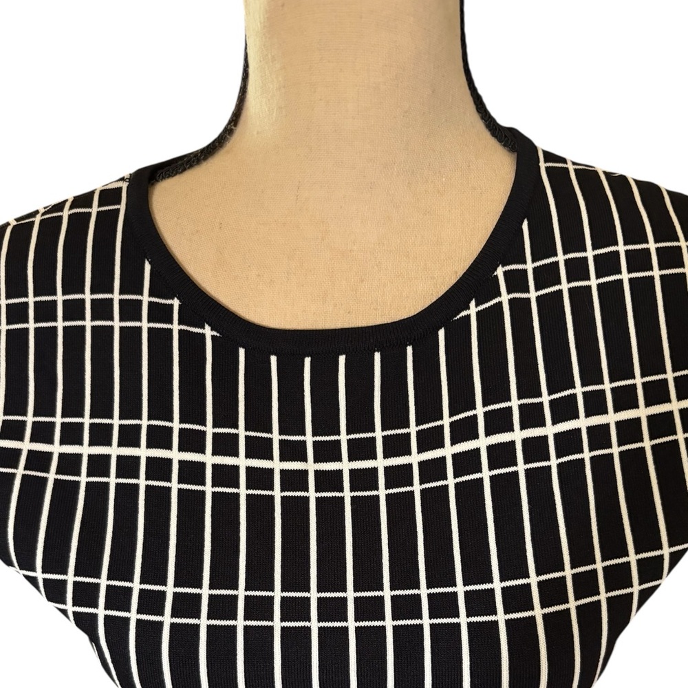 ZARA-NWT large geometric fit & flare mini skater dress. Black/white. New w/tag! - Picture 9 of 15